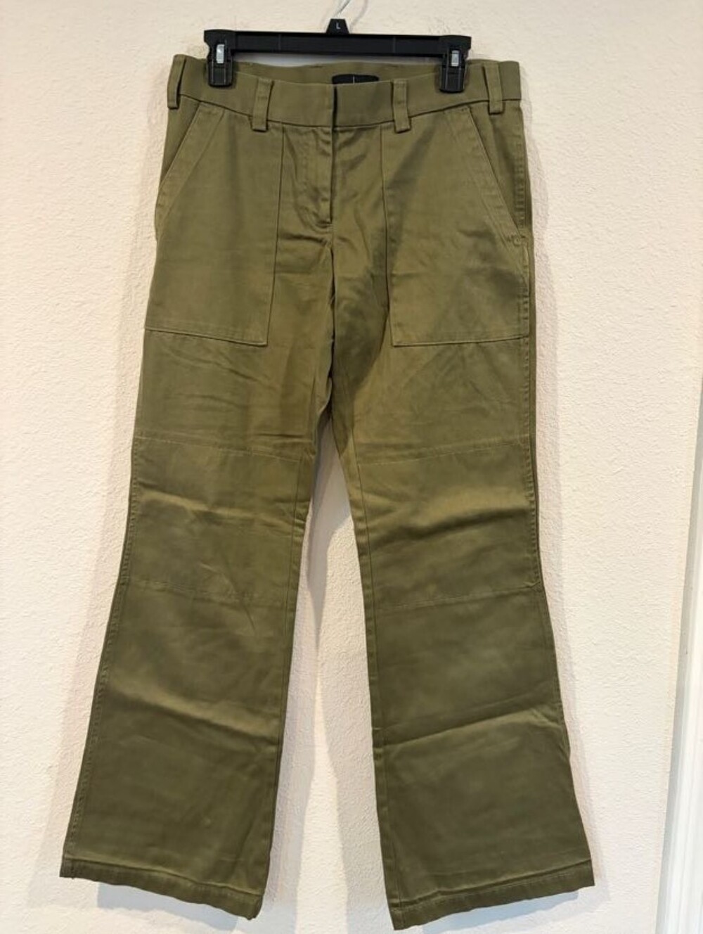 Moda International Womens Classic Casual 100% Cotton Army Green Bootcut Trousers